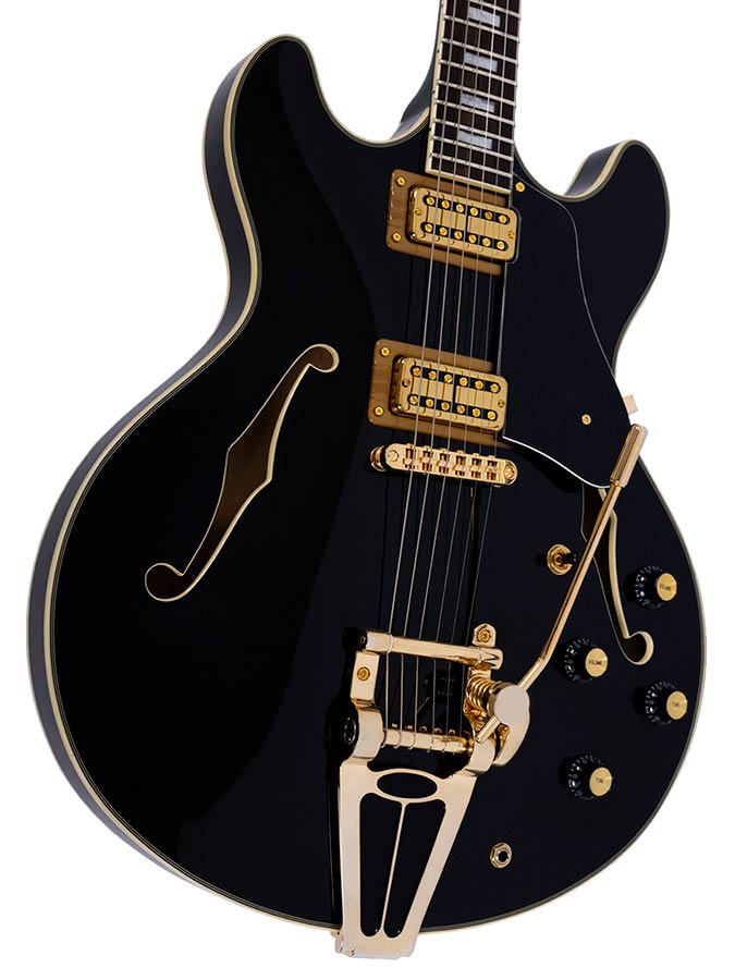 Sire Guitars - H7t/bk - Electric Archtop Guitar with Tremolo – Tremolo, Black
