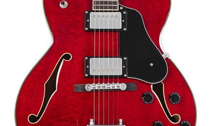 electric archtop guitar, see through red