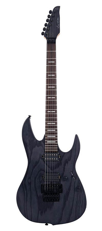 mahogany + ash electric guitar, transparent black satin