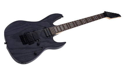 mahogany + ash electric guitar, transparent black satin