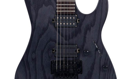 mahogany + ash electric guitar, transparent black satin