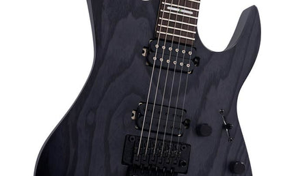 mahogany + ash electric guitar, transparent black satin