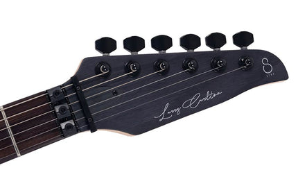 mahogany + ash electric guitar, transparent black satin