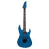 mahogany + ash electric guitar, transparent blue satin