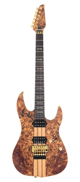 alder + poplar burl neck-through electric guitar, natural satin, incl. gigbag