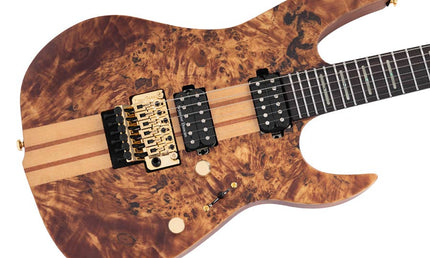 alder + poplar burl neck-through electric guitar, natural satin, incl. gigbag