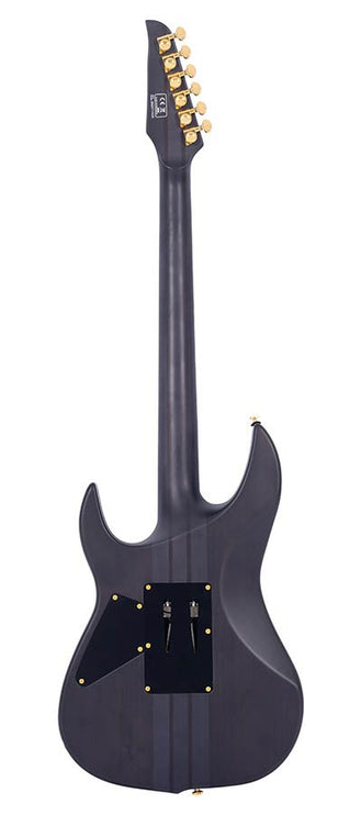 alder + poplar burl neck-through electric guitar, transparent black satin, incl. gigbag