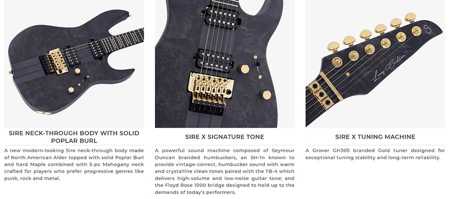 Sire Guitars - X10/tbks - Alder + Poplar Burl Neck-Through Electric Guitar – Transparent Black