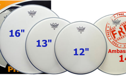 Remo - PP-1010-BE - ProPack (12", 13", 16" Emperor Coated + FREE 14" BA-0114-00)