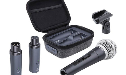 2.4 GHz wireless microphone system, XLR transmitter and receiver, free dynamic microphone