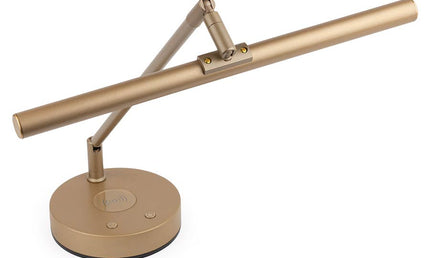 piano LED lamp T-shape with wireless charger in lamp base, brass aluminium housing, incl. PSU