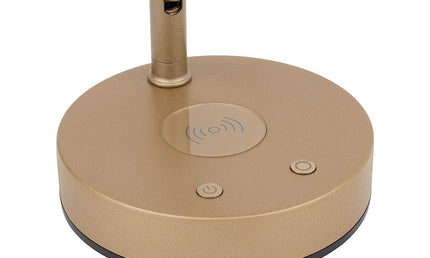 piano LED lamp T-shape with wireless charger in lamp base, brass aluminium housing, incl. PSU