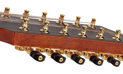 12-string auditorium guitar, solid spruce top, mahogany b&s, cutaway+EQ, amara ebony fb, gigbag