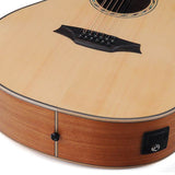 12-string auditorium guitar, solid spruce top, mahogany b&s, cutaway+EQ, amara ebony fb, gigbag