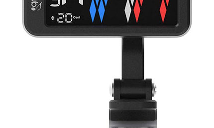 chromatic clip tuner, with multi color display, standard and compensated tuning, Li-ion battery