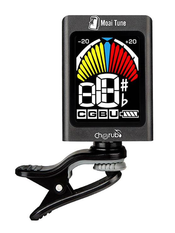 chromatic clip tuner 'Moai Tune', with multi color display, auto power on/off, Li-Po battery