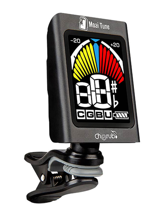 chromatic clip tuner 'Moai Tune', with multi color display, auto power on/off, Li-Po battery