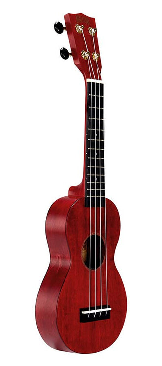 soprano ukulele, transparent red, with bag