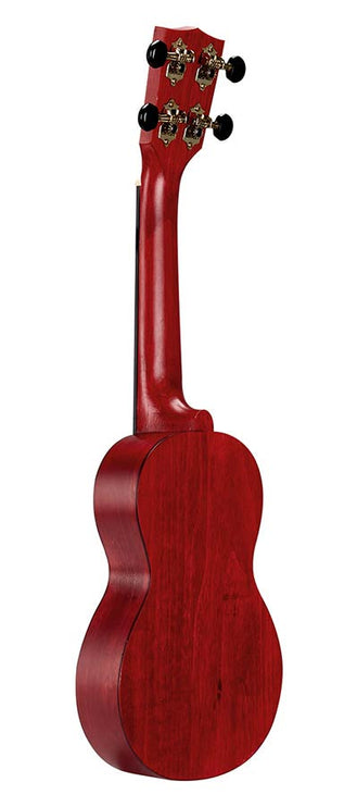 soprano ukulele, transparent red, with bag