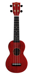 soprano ukulele, transparent red, with bag