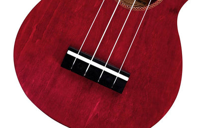 soprano ukulele, transparent red, with bag