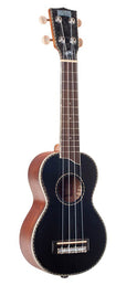 solid top soprano ukulele, black, with bag