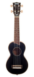 solid top soprano ukulele, black, with bag