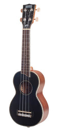 solid top soprano ukulele, black, with bag