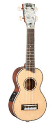 solid top soprano ukulele, with MEQ2 9v preamp, natural, with bag