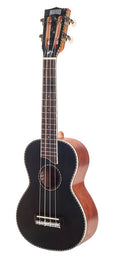 solid top concert ukulele, black, with bag