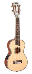 solid top concert ukulele, with MEQ2 9v preamp, natural, with bag