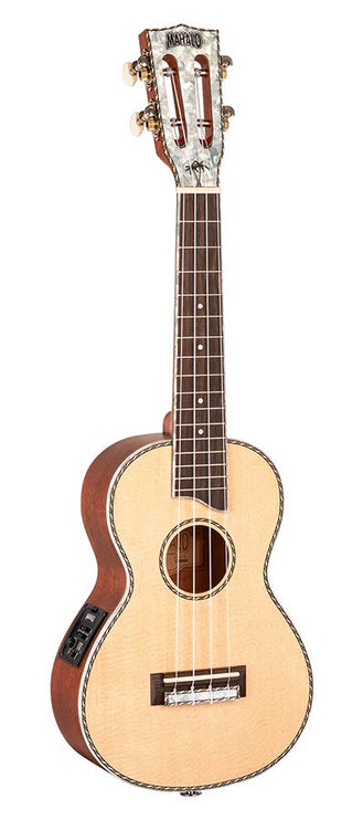 solid top concert ukulele, with MEQ2 9v preamp, natural, with bag