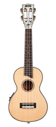 solid top concert ukulele, with MEQ2 9v preamp, natural, with bag