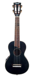 solid top concert ukulele, with MEQ2 9v preamp, black, with bag