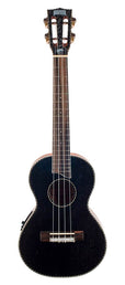 solid top tenor ukulele, with MEQ2 9v preamp, black, with bag