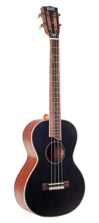 solid top baritone ukulele, black, with bag