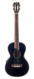 solid top baritone ukulele, with MEQ2 9v preamp, black, with bag