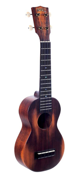 all solid soprano ukulele, historic brown, with heavy duty bag