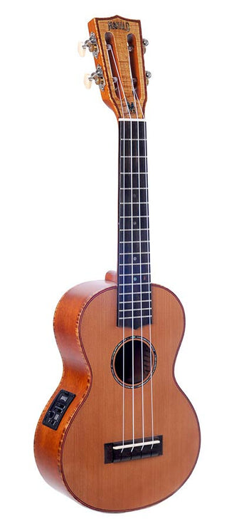 all solid concert ukulele, with MEQ2 9v preamp, natural, with bag