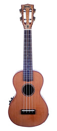 all solid concert ukulele, with MEQ2 9v preamp, natural, with bag