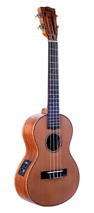 all solid tenor ukulele, with MEQ2 9v preamp, natural, with bag