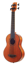 electric ukulele bass, transparent brown, with padded bag and strap