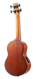 electric ukulele bass, transparent brown, with padded bag and strap