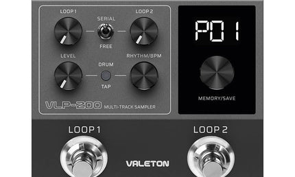 multi-track sampler pedal with drum patterns, memory bank for 99 projects