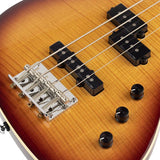 Sire Basses - U5 A4f/ts - Fretless Alder with Flamed Maple Top 4- String Short Scale Passive Bass Guitar – Tobacco Sunburst