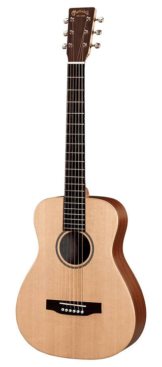 lefthanded travel guitar "Little Martin", solid spruce + MA-HPL body, with pickup and gigbag