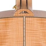 jumbo guitar with solid spruce top, maple b&s, amara ebony fb, with deluxe gigbag and wooden stand