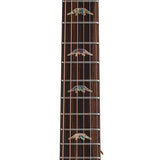jumbo guitar with solid spruce top, maple b&s, amara ebony fb, with deluxe gigbag and wooden stand
