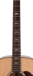 jumbo guitar with solid spruce top, maple b&s, amara ebony fb, with deluxe gigbag and wooden stand