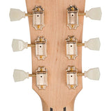 jumbo guitar with solid spruce top, maple b&s, amara ebony fb, with deluxe gigbag and wooden stand